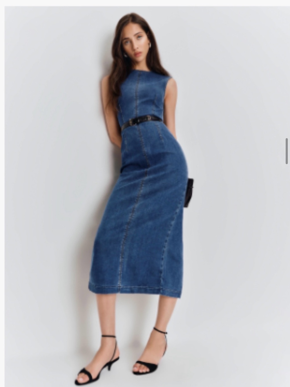 Reformation Kendi Denim Midi Dress - Fitted Waist - Picture 1 of 8